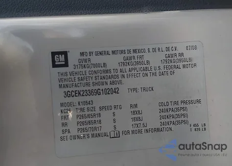 2009 Chevrolet Silverado 1500 Lt from USA, damaged, VIN 3GCEK23369G102042